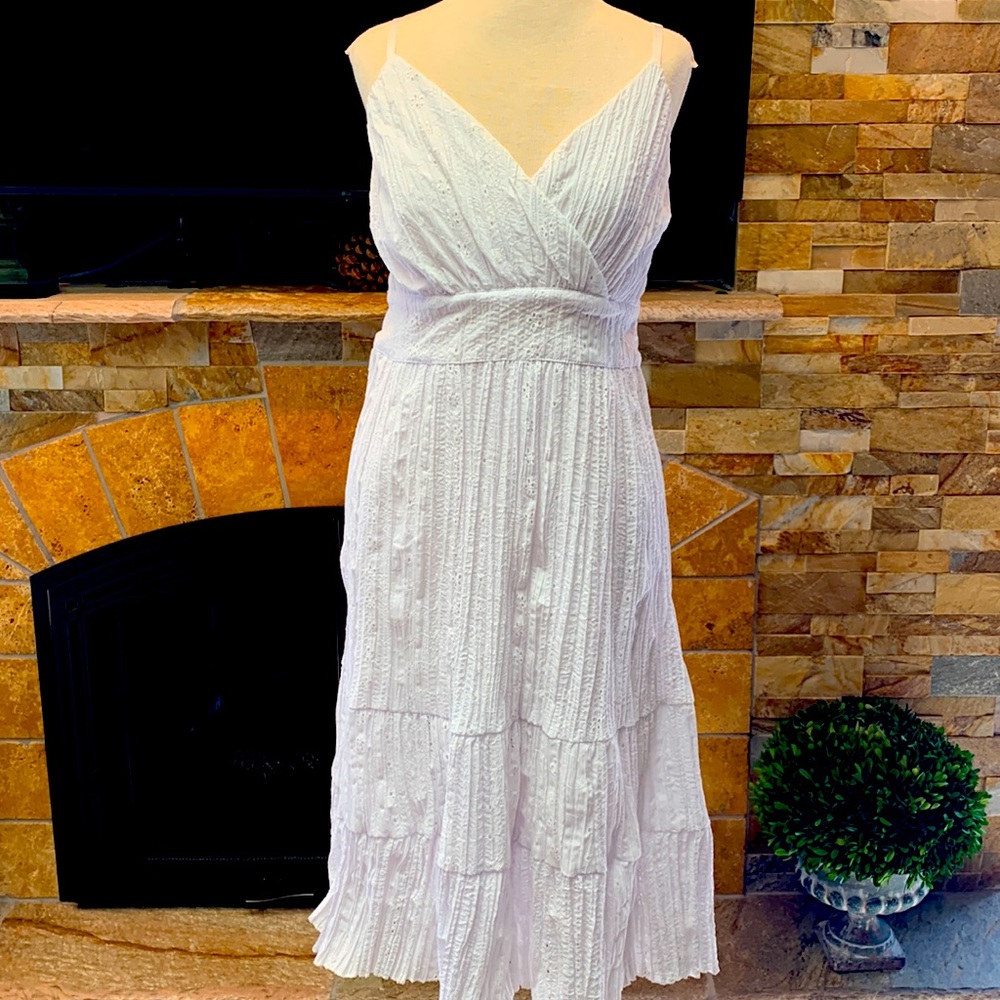 Really cute white lace eyelet midi dress